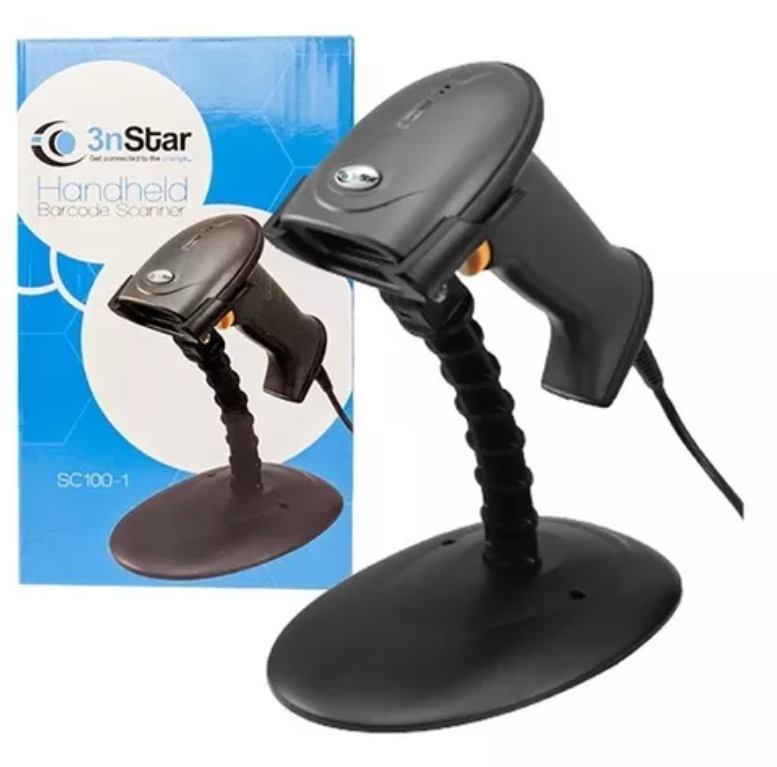 3nStar-SC100 Lector de Código de Barras Láser 1D con Base, USB, Auto Disparo
