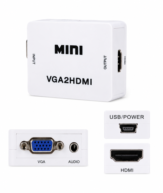 Adaptador VGA a HDMI con Entrada de Audio y Fuente 09-031B