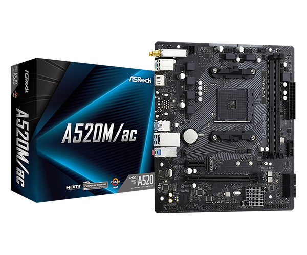 ASRock AM4 A520M/AC DDR4 + WiFi y Bluetooth 4.2/3.0 HDMI (Bulk sin VGA)