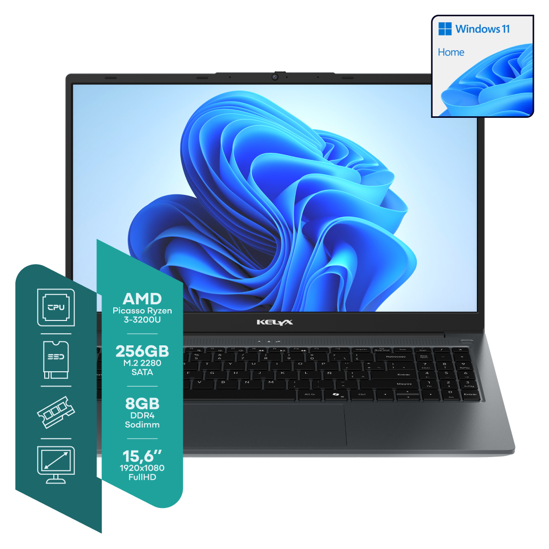 Notebook Kelyx 15.6" FHD AMD Ryzen 3-3200U 8GB M.2 256GB WIN 11
